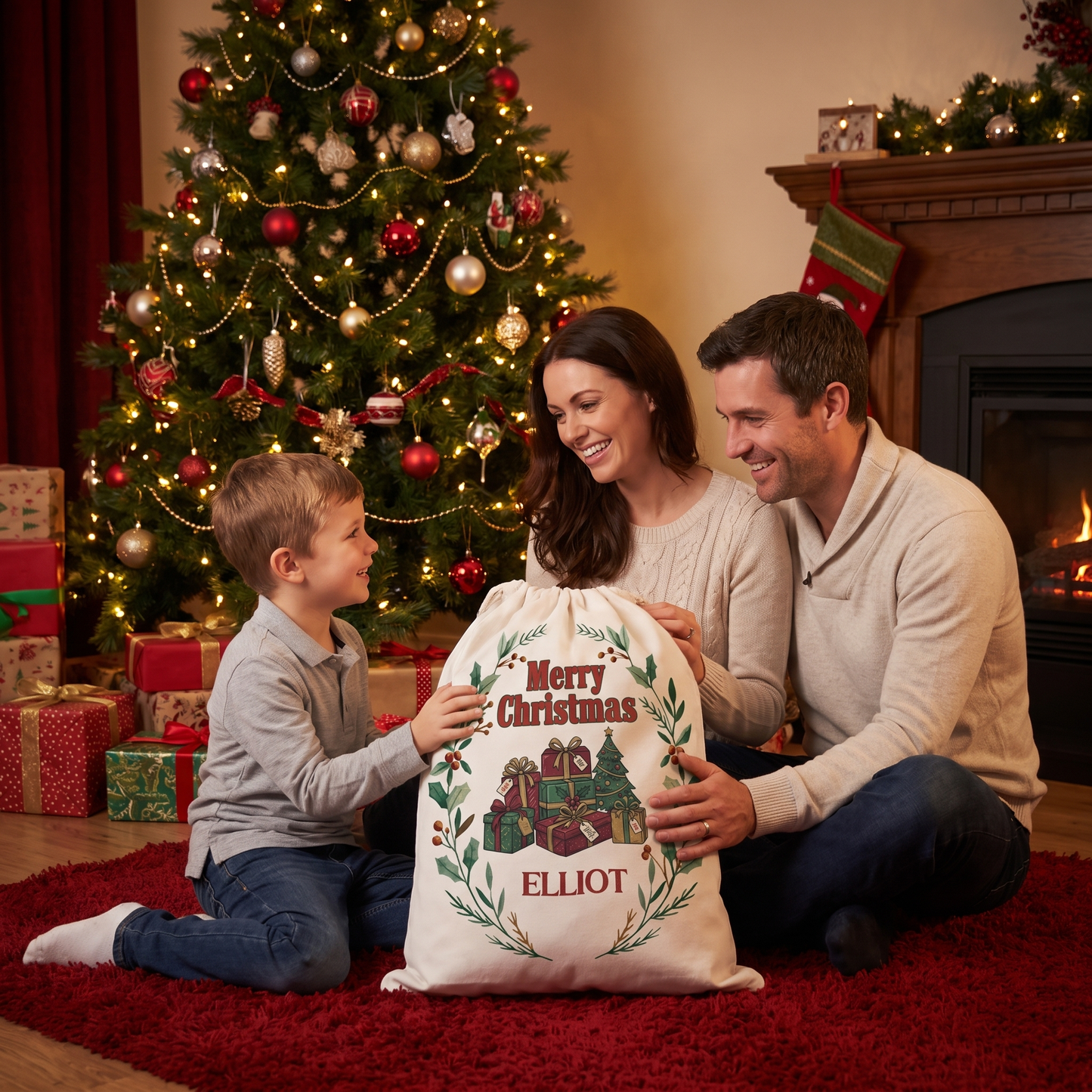 Personalized Merry Christmas Gift Box Christmas Sack with Custom Name