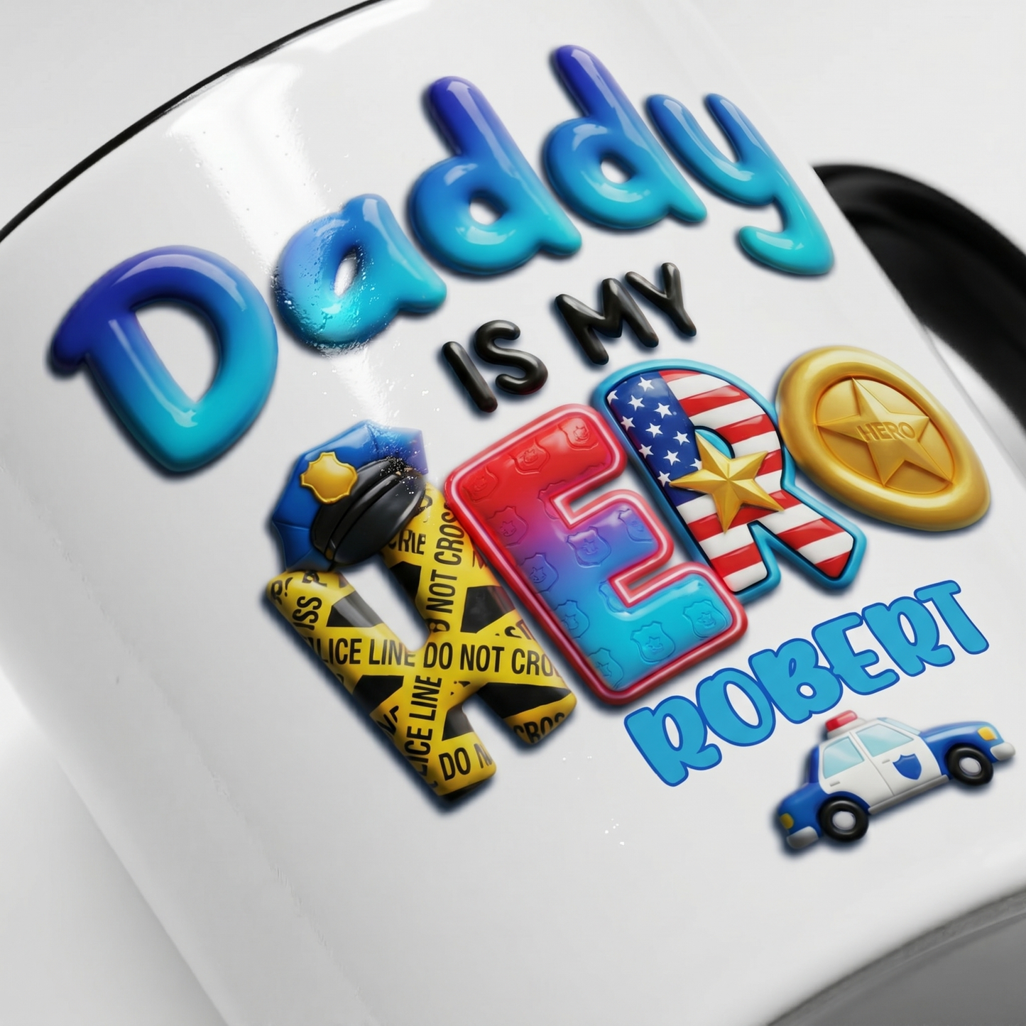 Personalized Police Dad Mug – My Daddy Is My Hero Accent Coffee Mug