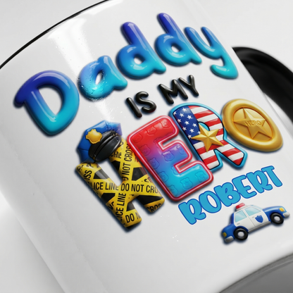 Personalized Police Dad Mug – My Daddy Is My Hero Accent Coffee Mug