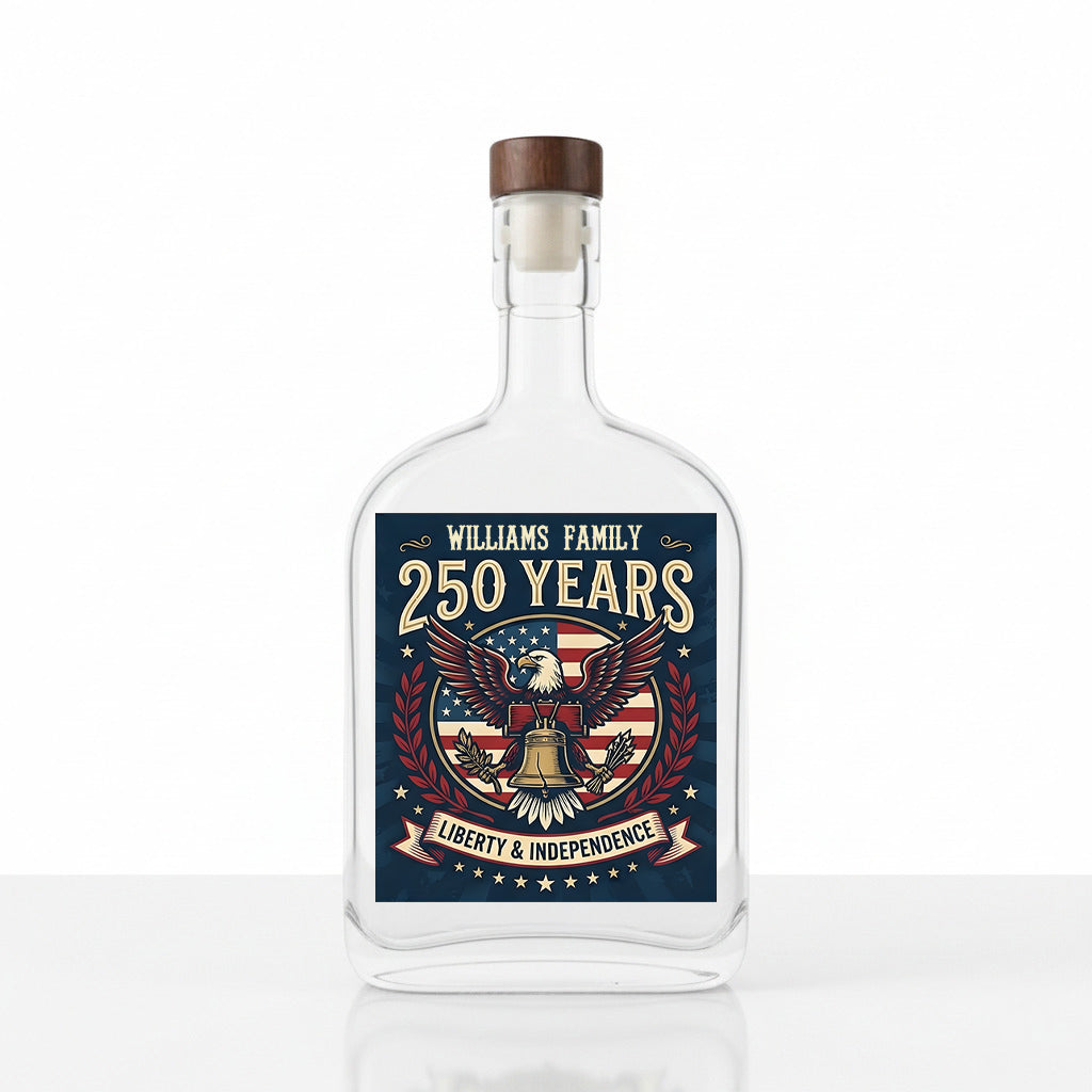 America 250 Years Eagle Independence Day Patriotic Whiskey Bottle