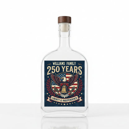 America 250 Years Eagle Independence Day Patriotic Whiskey Bottle