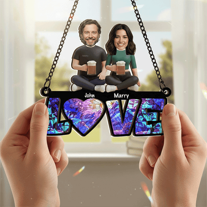 Forever & Always – Valentine’s Day Romantic Gift for Couples – Personalized 2-Layer Stained Glass Suncatcher