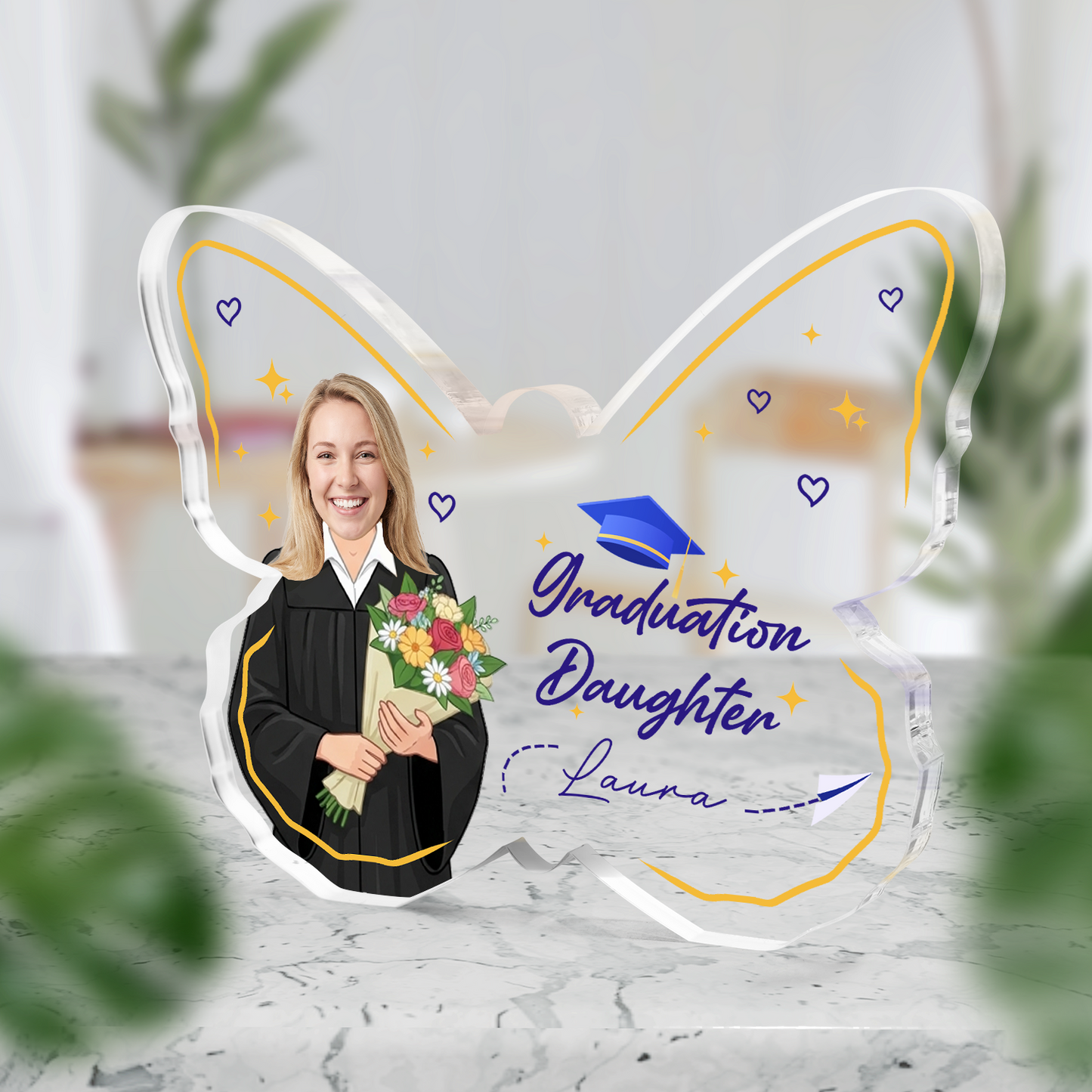 Personalized Graduation Daughter Butterfly Acrylic Plaque – Custom Photo Keepsake