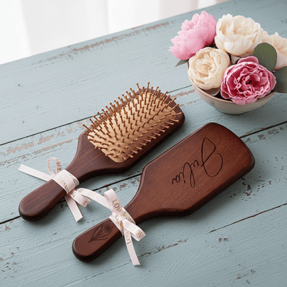 Personalized Wooden Air Cushion Hair Brush - Custom Engraved Natural Wood Massage Brush, Mother’s Day Gift