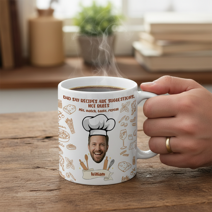 Custom Photo Dad Mug Recipes Are Suggestions Not Rules – Personalized Name Funny Father Gift Coffee Cup