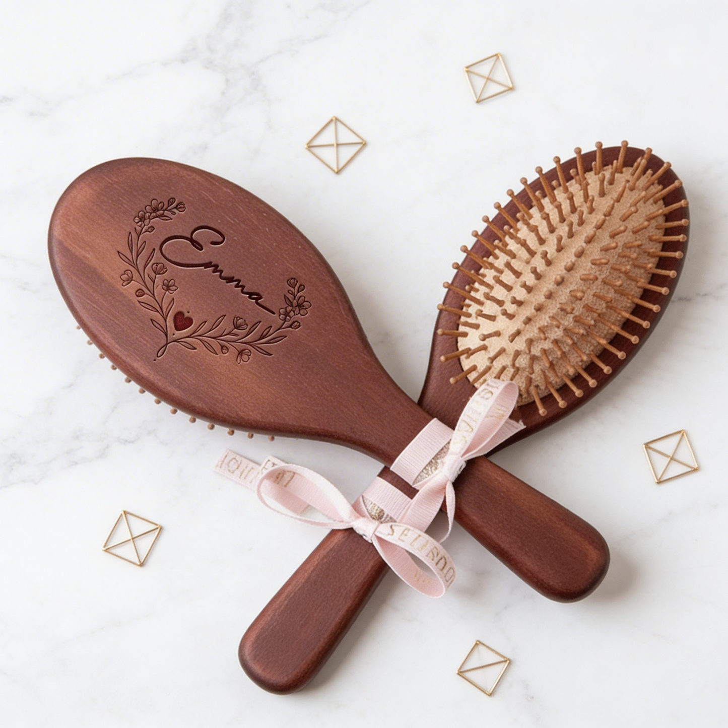Custom Engraved Wooden Hair Brush & Comb Set – Thoughtful Mother’s Day Gift for Mom