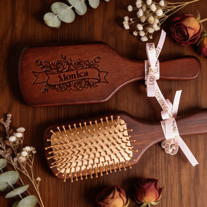 Custom Bamboo Hairbrush – Personalized Mother’s Day Gift for Mom