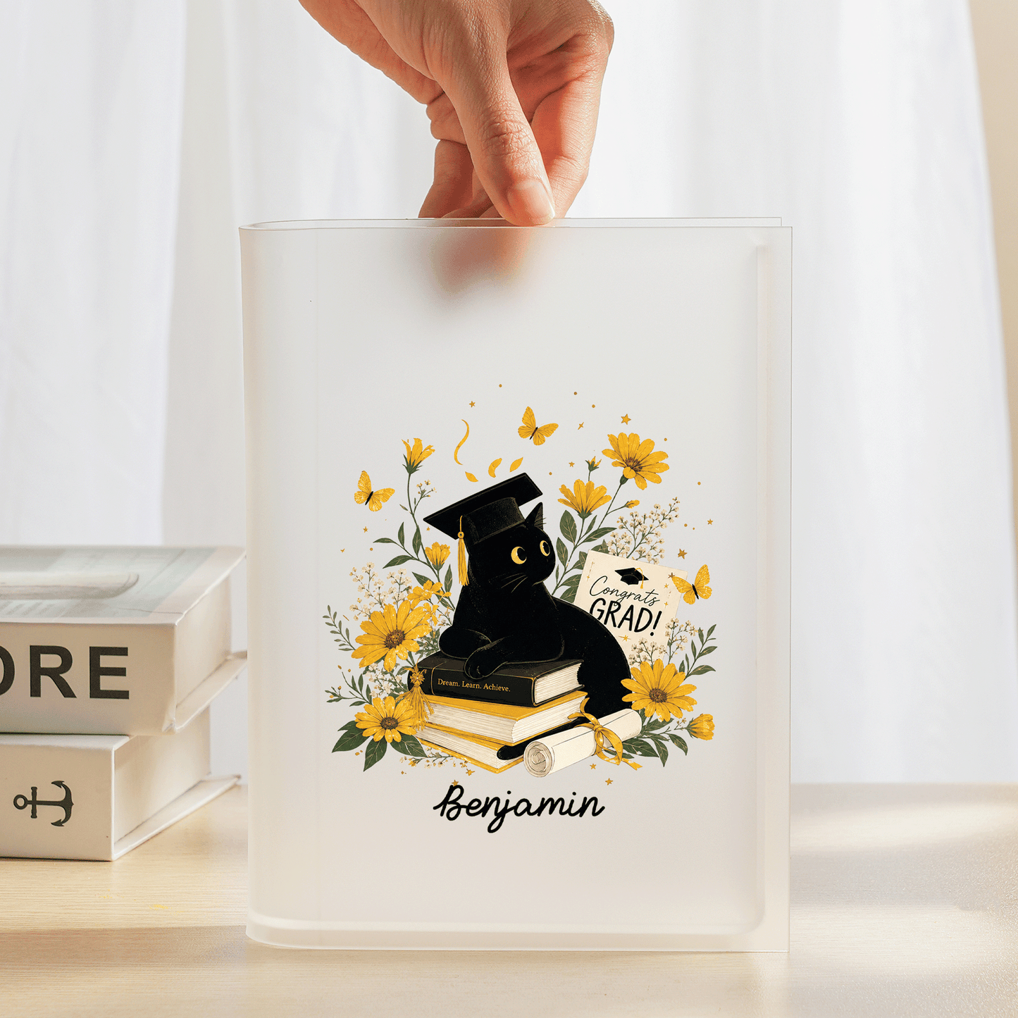 Personalized Congrats Grad Acrylic Book Vase with Custom Name