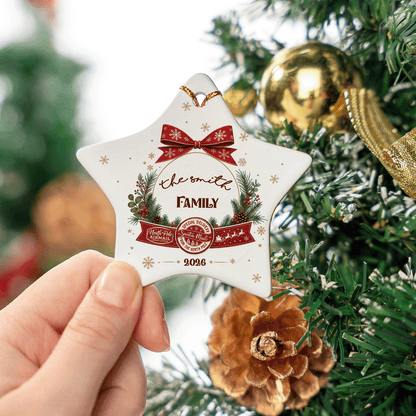 Personalized Star Ceramic Christmas Ornament, Custom Name Holiday Gift