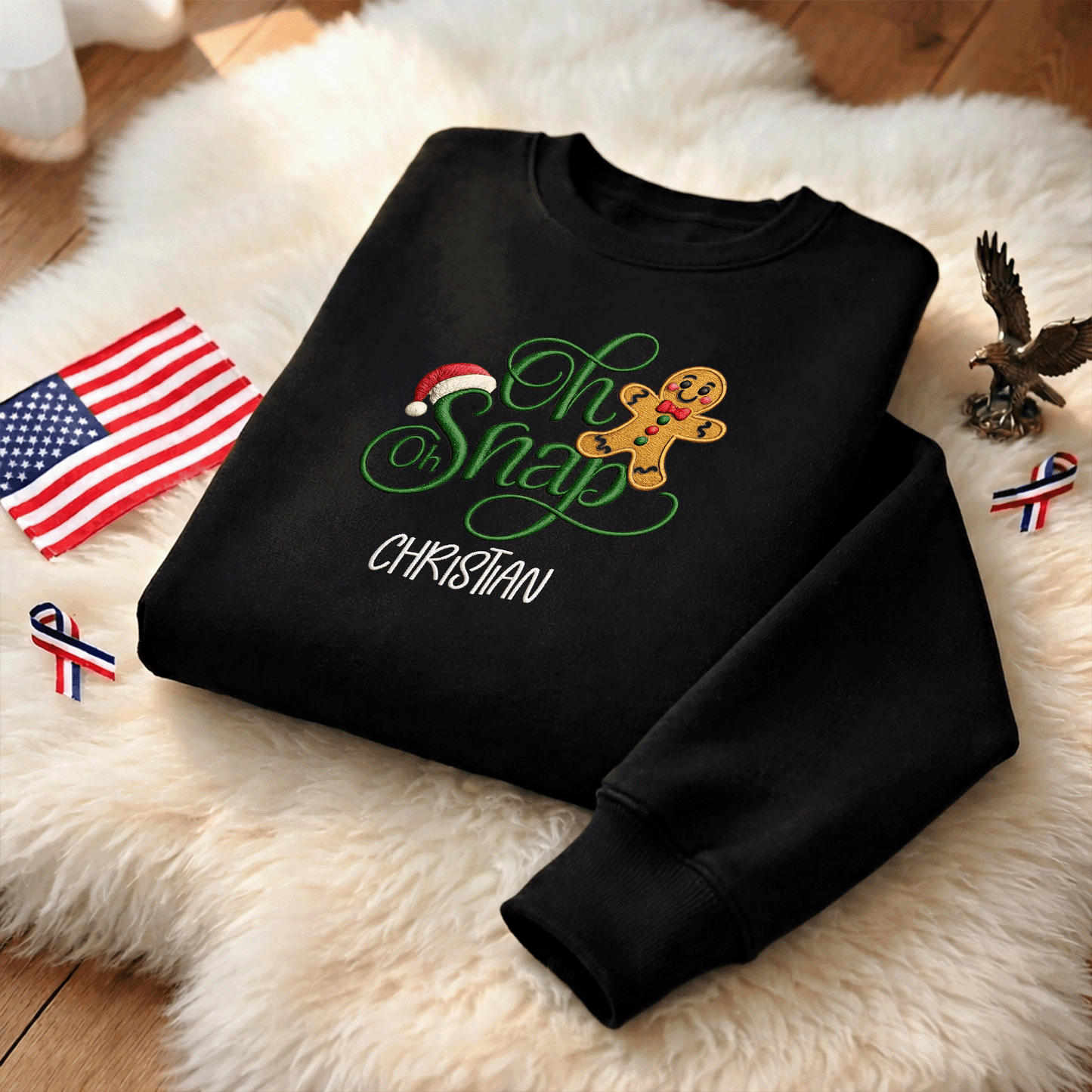 Personalized Embroidered Oh Oh Snap Gingerbread Sweatshirt with Custom Name