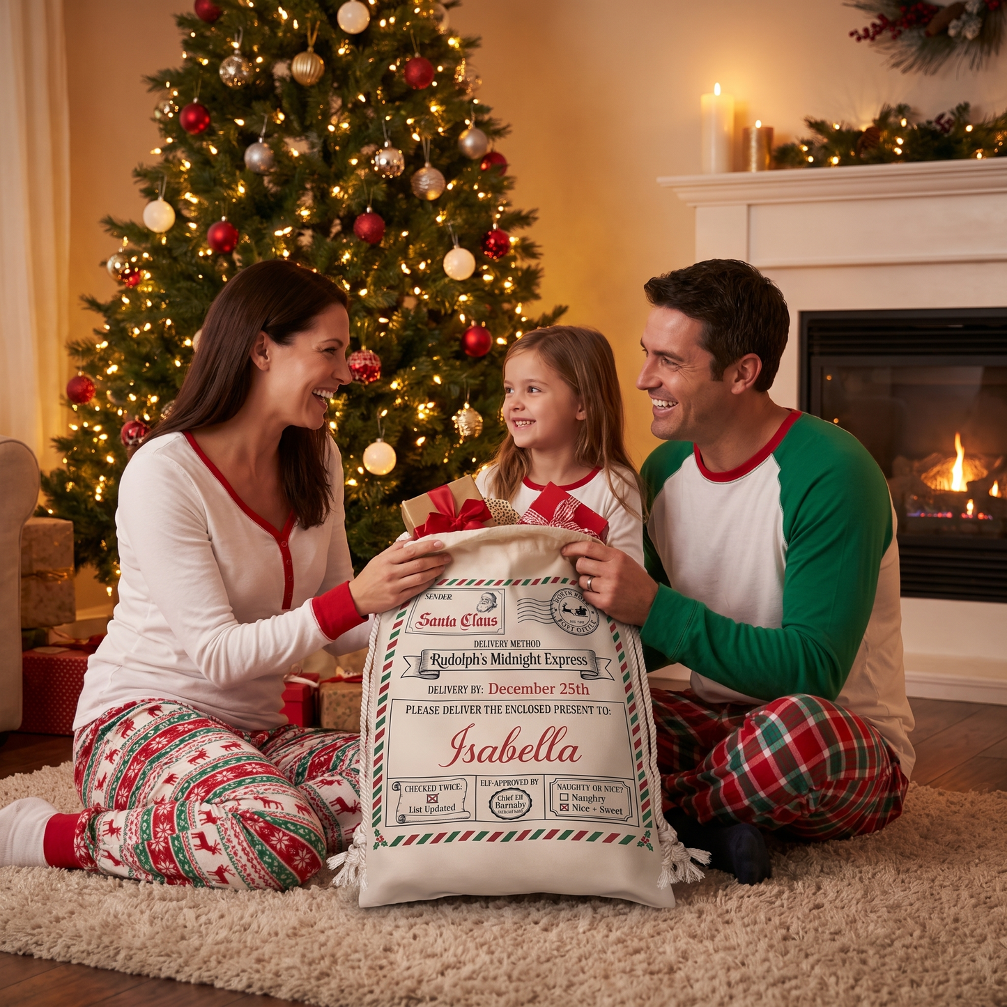 Personalized Christmas Letter Christmas Sack, Custom Name Santa Gift Bag