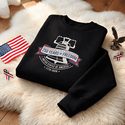 USA 1776-2026 Liberty Bell Patriotic Embroidered Sweatshirt 250th Anniversary Shirt