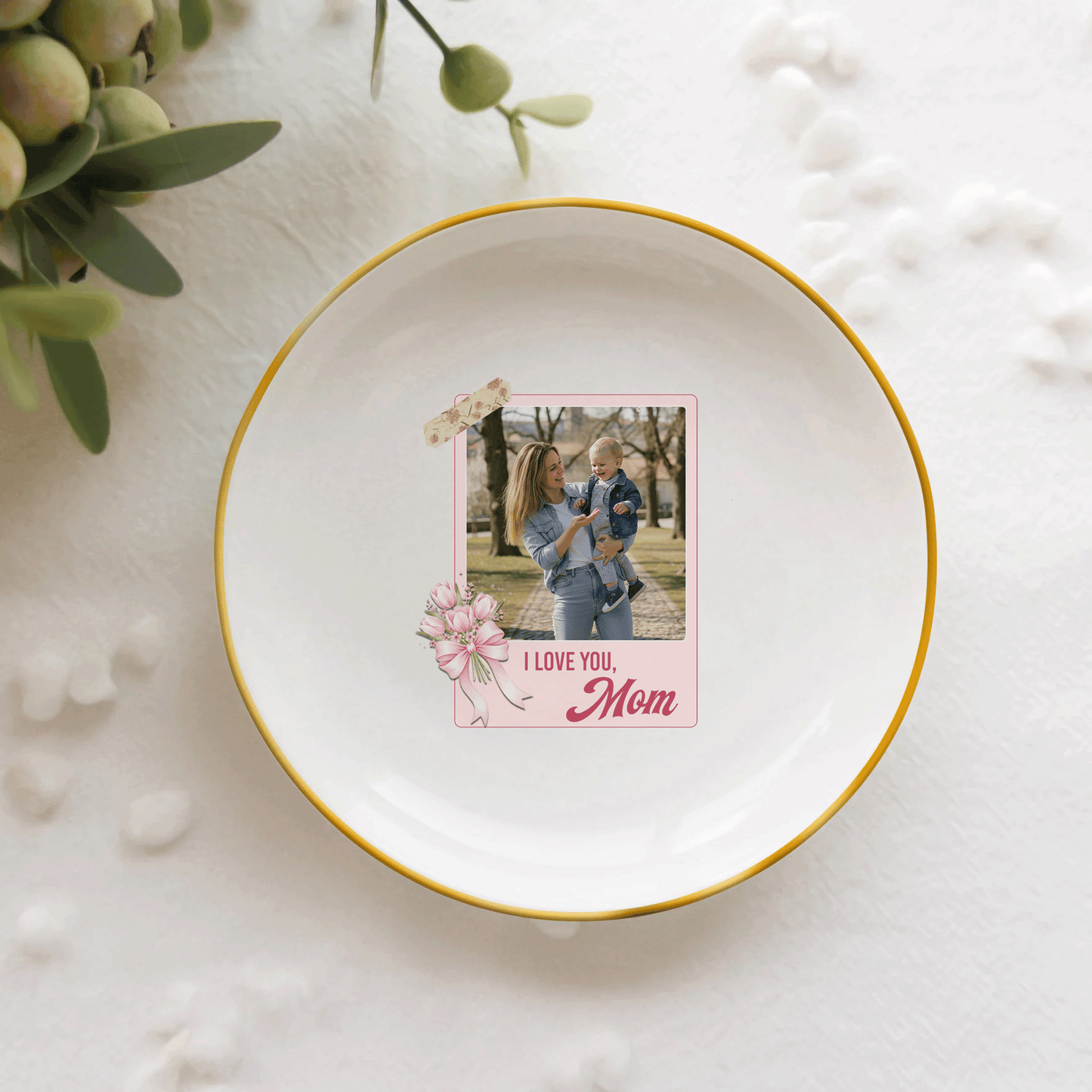 I Love You Mom Personalized Photo Jewelry Dish – Custom Mother’s Day Gift for Mom
