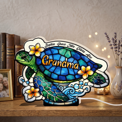 Personalized Acrylic Sea Turtle Sign with Family Names – A Meaningful Gift for Grandma