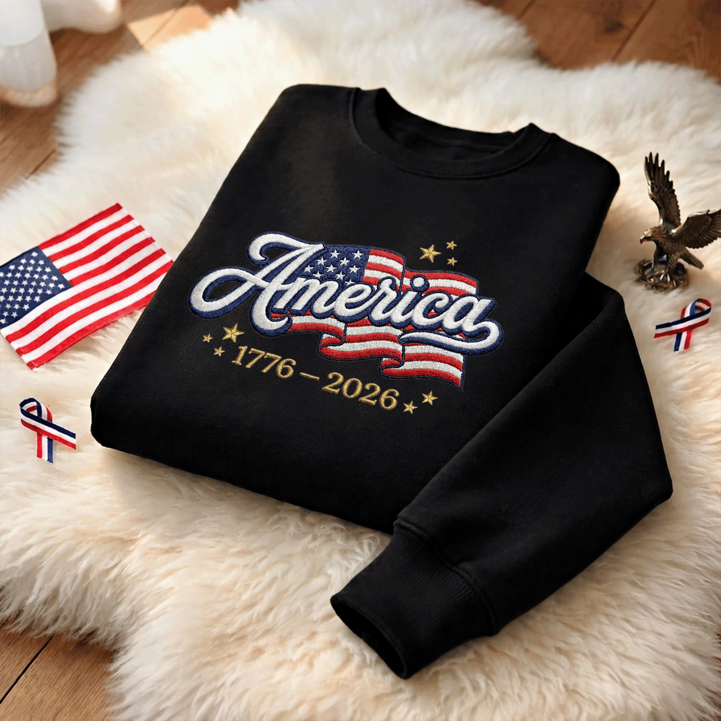 USA 250th Independence Anniversary Embroidered Sweatshirt