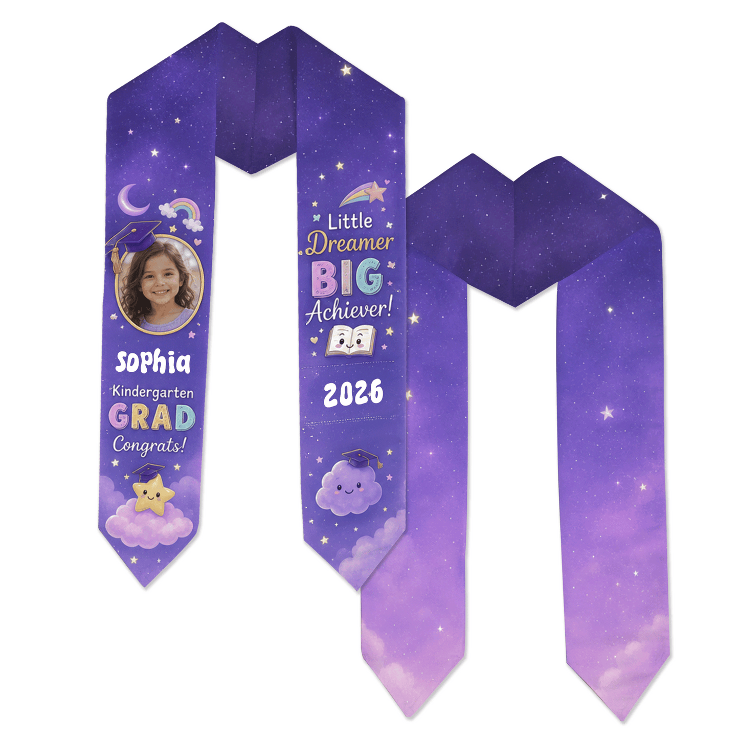 Personalized Little Dreamer Big Achiever Kid Graduation Stole – Custom Name