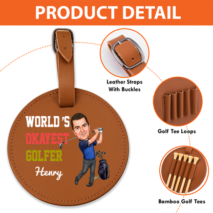 Personalized Leather Golf Bag Tag for Dad – “King of the Green” Custom Gift