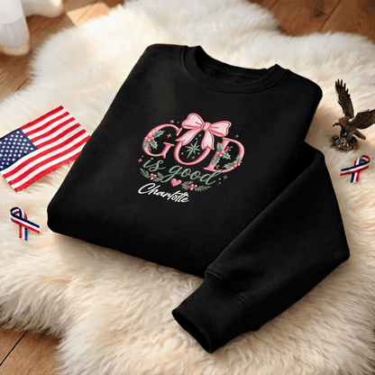 Personalized Embroidered Christmas Floral Sweatshirt with Custom Name