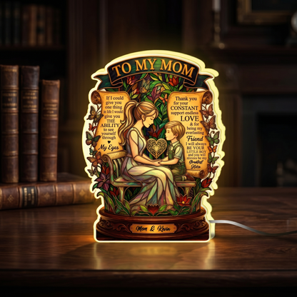 Custom Mother and Children Night Light Box – Personalized LED Photo Frame for Mom