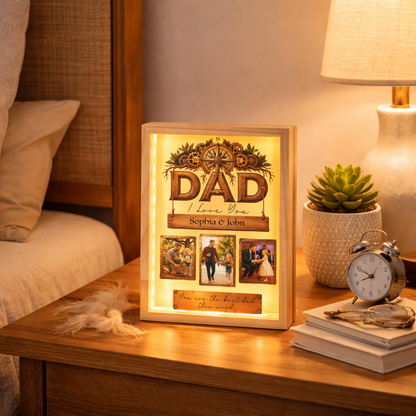 Personalized Dad Photo Frame Light Box – Custom Photo Father’s Day Gift, Dad I Love You LED Lamp