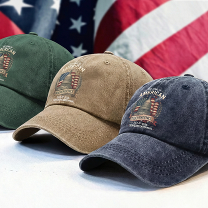 250 Years of American Independence – Patriotic Independence Day 2026 Gift for Americans – Personalized Washed Denim Baseball Cap