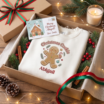 Personalized Christmas Cookie Gingerbread Sweatshirt with Custom Name | Cute Holiday Crewneck Gift