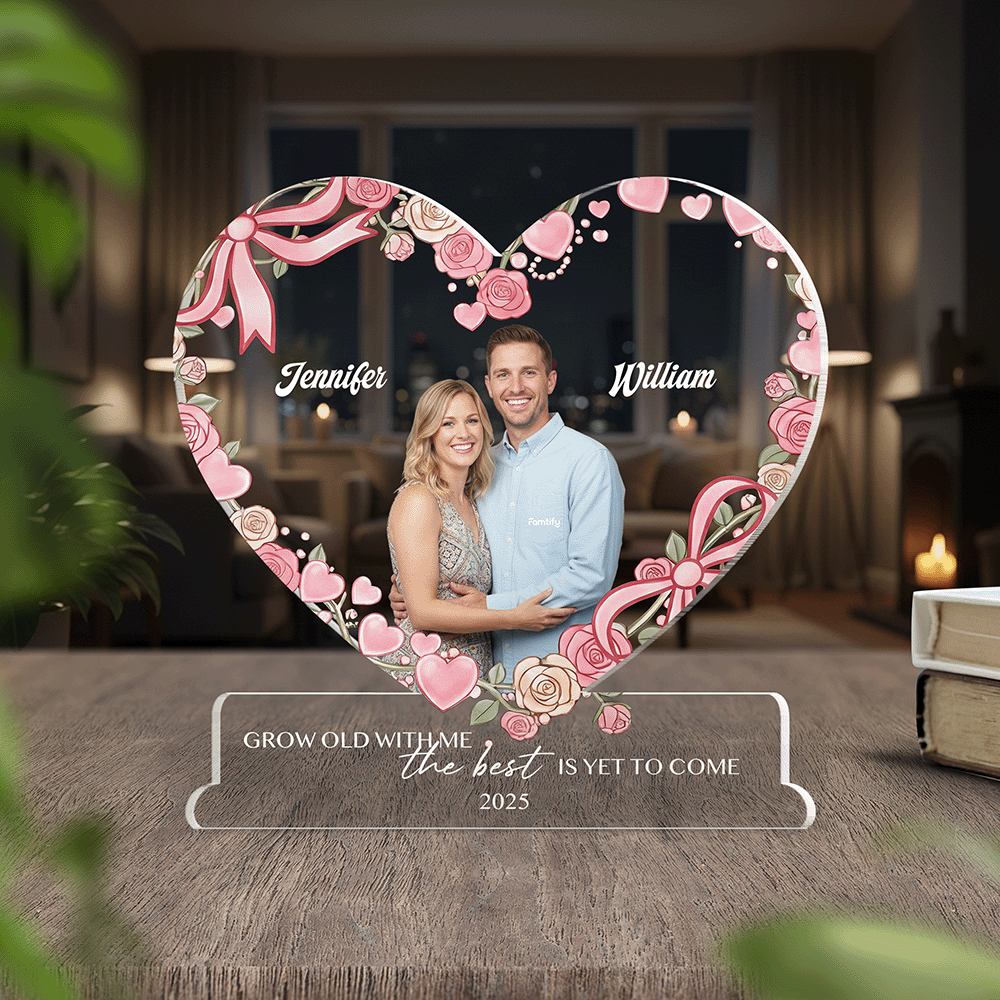 The Best Is Yet to Come – Inspirational Wedding Gift for Couples – Personalized Heart Acrylic Plaque