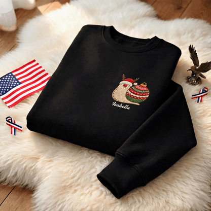 Personalized Embroidered Christmas Snail Sweatshirt with Custom Name