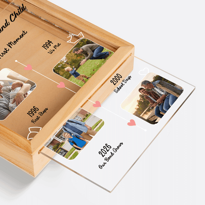 The Story of Father and Child From Our First Moment Photo Frame Light Box - Custom Photo LED Gift for Dad