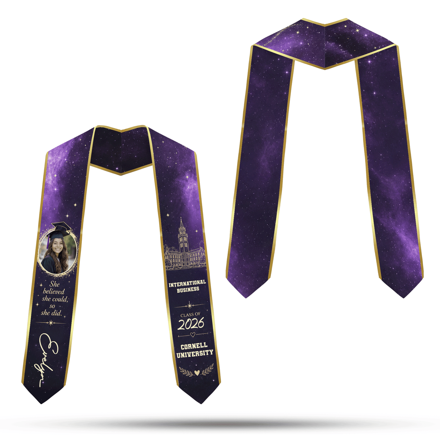 Personalized She Believed She Could So She Did Graduation Stole – Custom Photo and Name