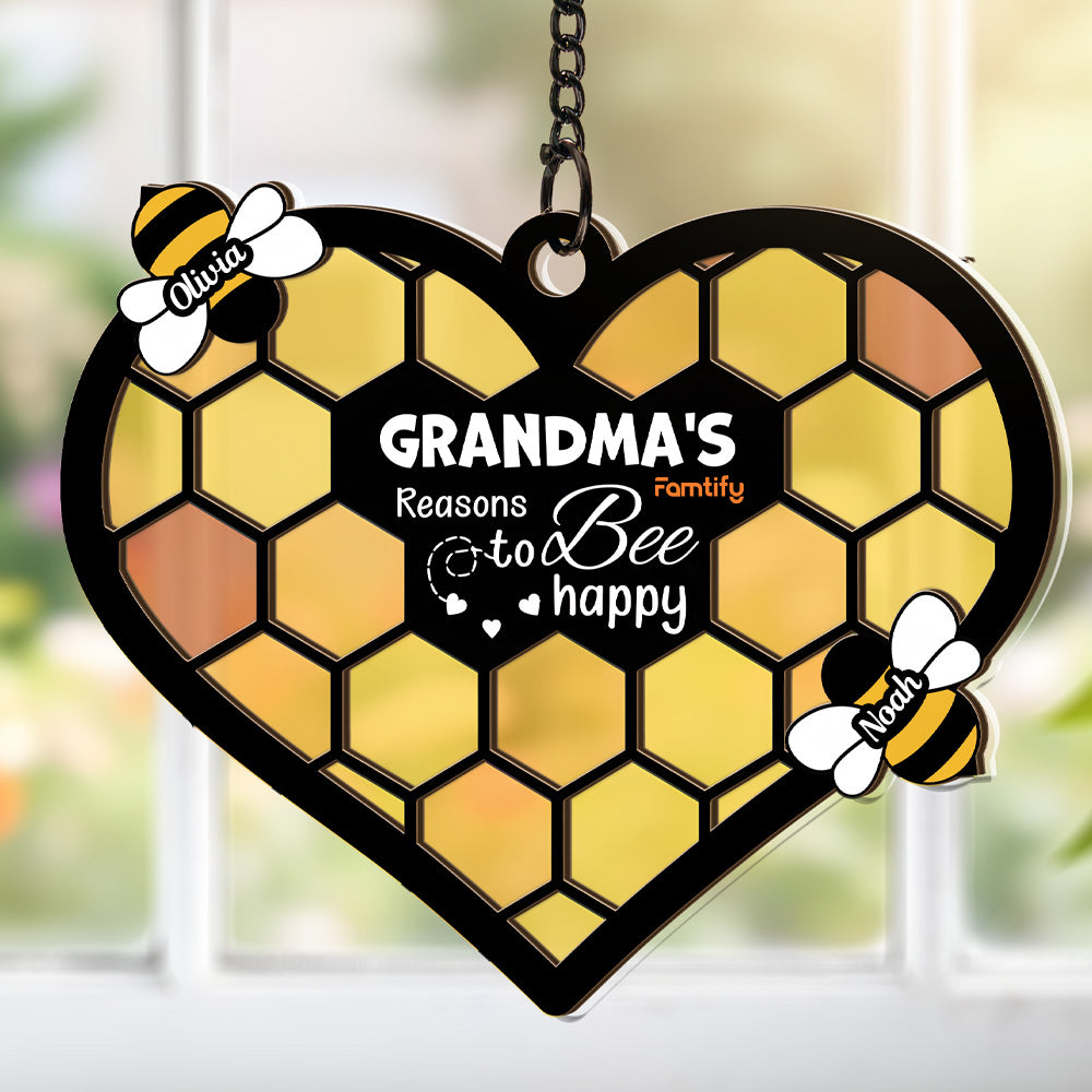 Reasons To Bee Happy Personalized Suncatcher Gift for Mom and Grandma