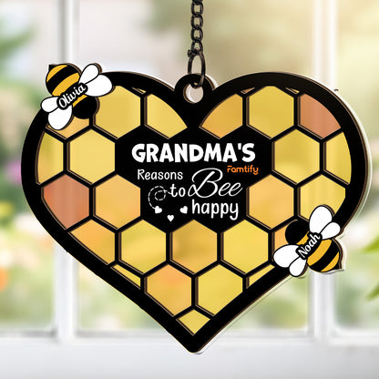 Reasons To Bee Happy Personalized Suncatcher Gift for Mom and Grandma