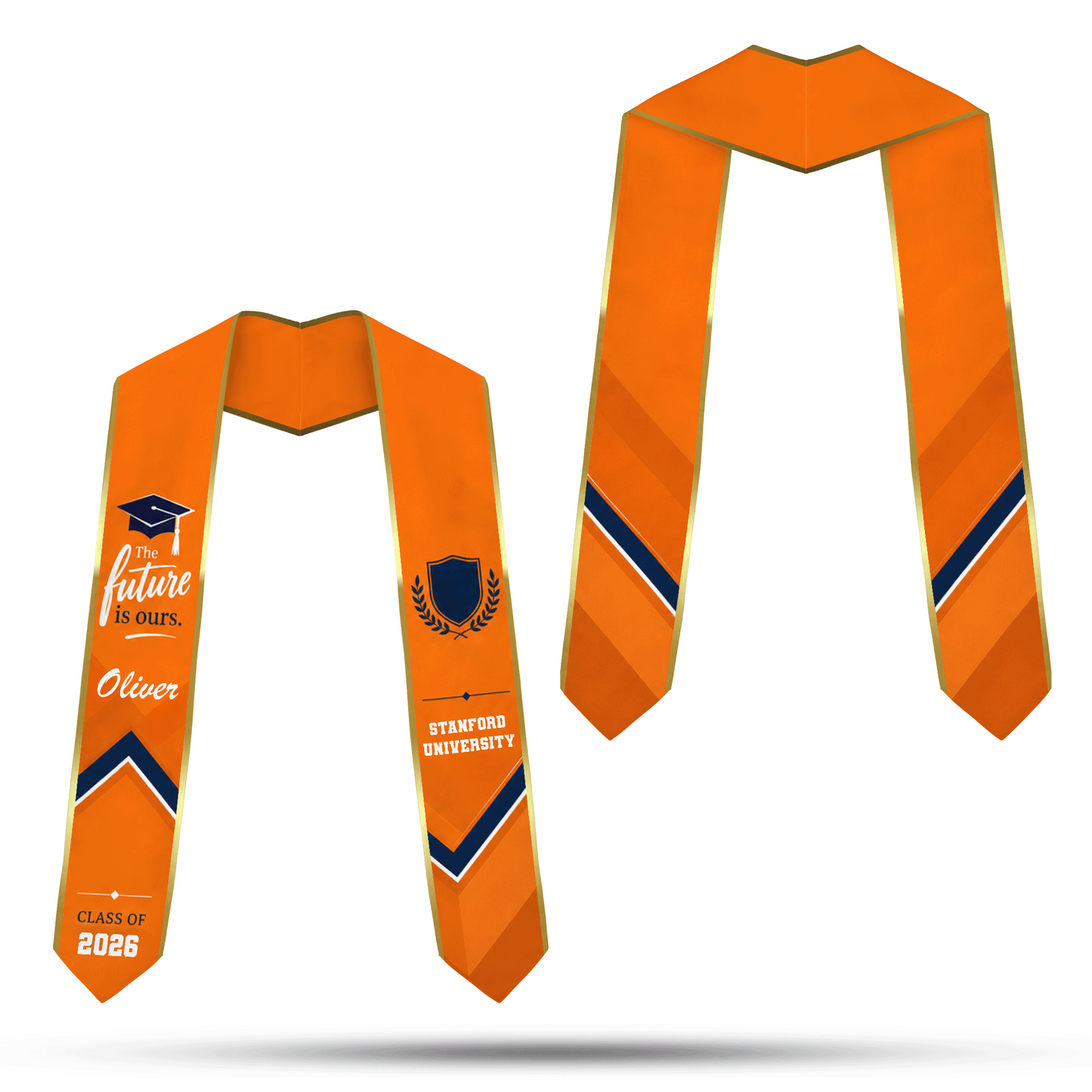 Personalized The Future Is Ours Orange Graduation Stole – Custom Photo and Name
