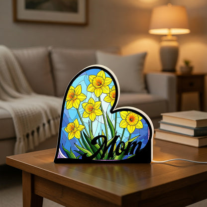 Custom Heart Night Light Box for Mom with Birth Flower – Personalized Mother’s Day Gift