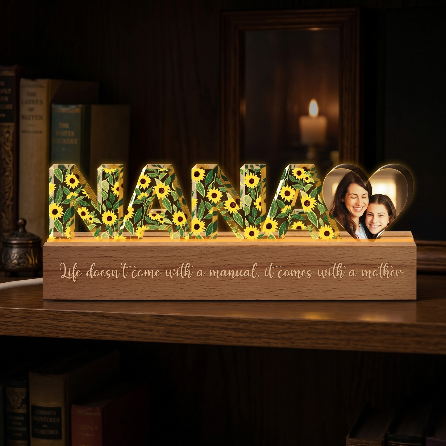 Personalized Floral Name LED Lamp – Mother’s Day Gift for Mom or Grandma – Custom Acrylic Light Keepsake