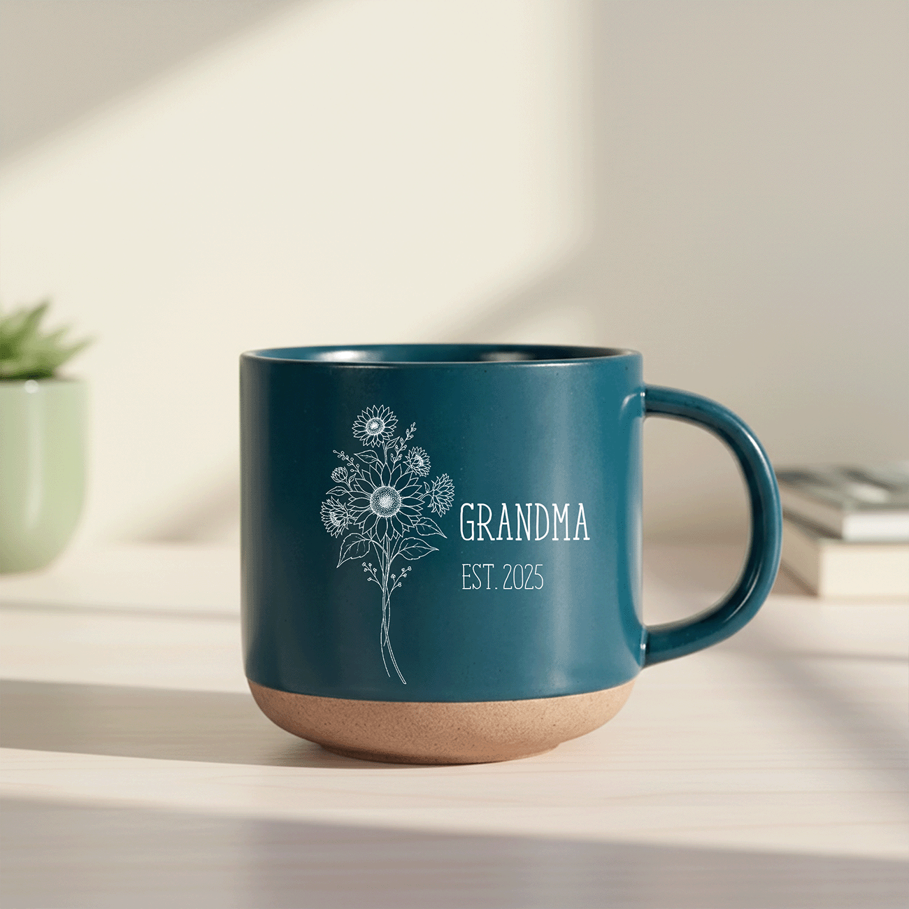 Bloom with Love – Meaningful Mother’s Day Gift for Mom – Personalized Engraved Flower Coffee Mug