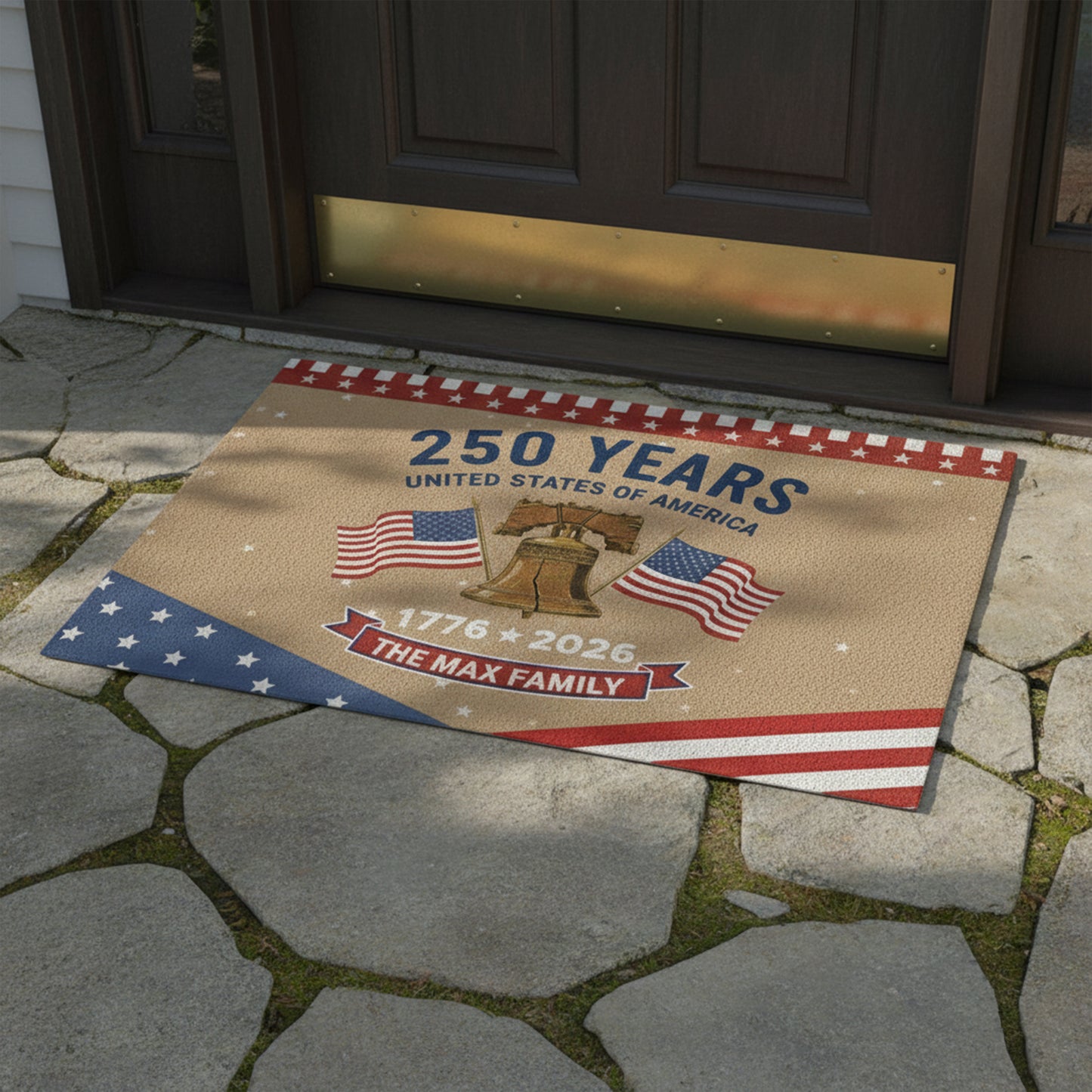 USA Semiquincentennial 250 Years Personalized Doormat - Patriotic Home Welcome Mat