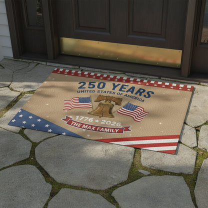 USA Semiquincentennial 250 Years Personalized Doormat - Patriotic Home Welcome Mat
