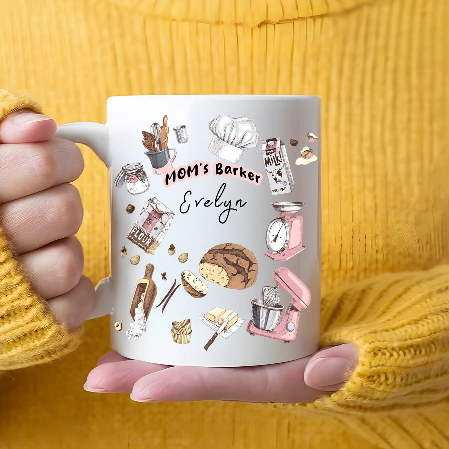 Sweet Kitchen Memories Design – Personalized Baking Mom Mug – Mother’s Day Gift for Mom – Custom Name Baker Mug