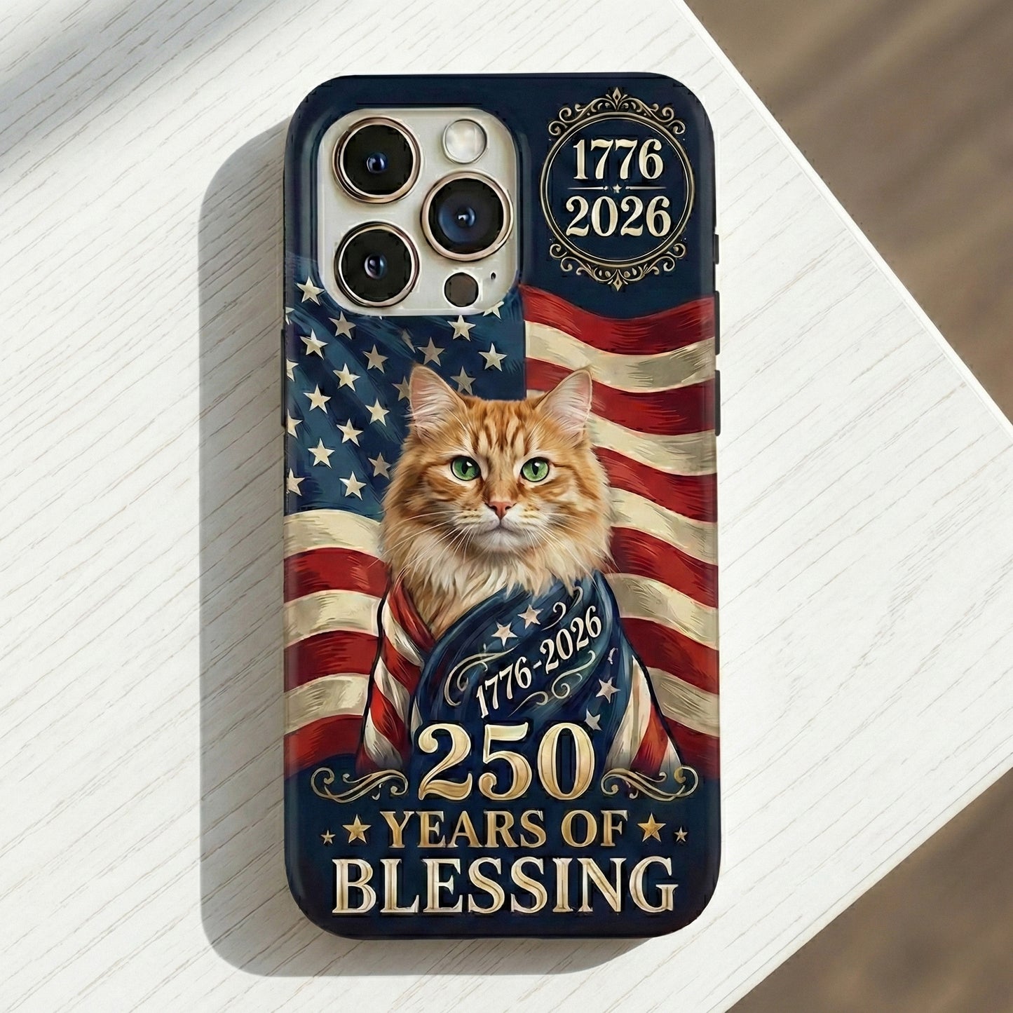 Custom Photo My Dog, Cat 250 Years 1776 2026 Patriotic American Phone Case