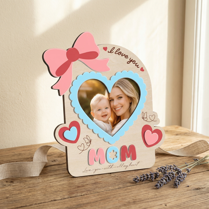 Personalized 3D Layered Wood Block – Custom Family Keepsake Decor – Meaningful Gift for Mom