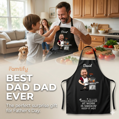 Personalized Grill Master Apron for Dad – Custom Photo & Name BBQ Father’s Day Gift