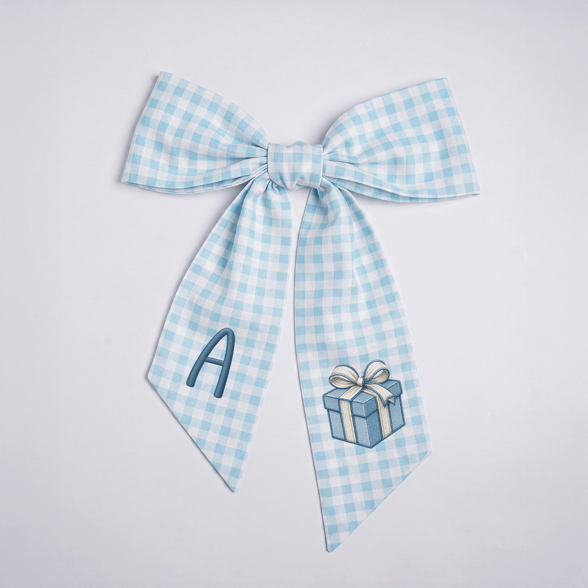 Custom Letter Gift Box Embroidered Linen Wreath Sash, Personalized Monogram Holiday Present Bow Sash for Front Door Decor