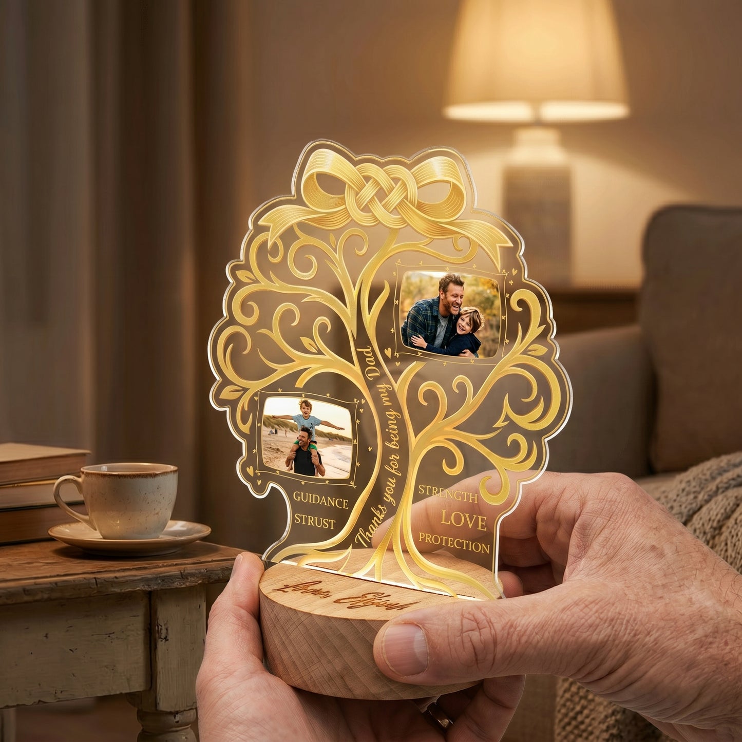 Personalized Dad Photo Night Light – Custom Photo Father’s Day Gift, Thank You for Being My Dad LED Lamp