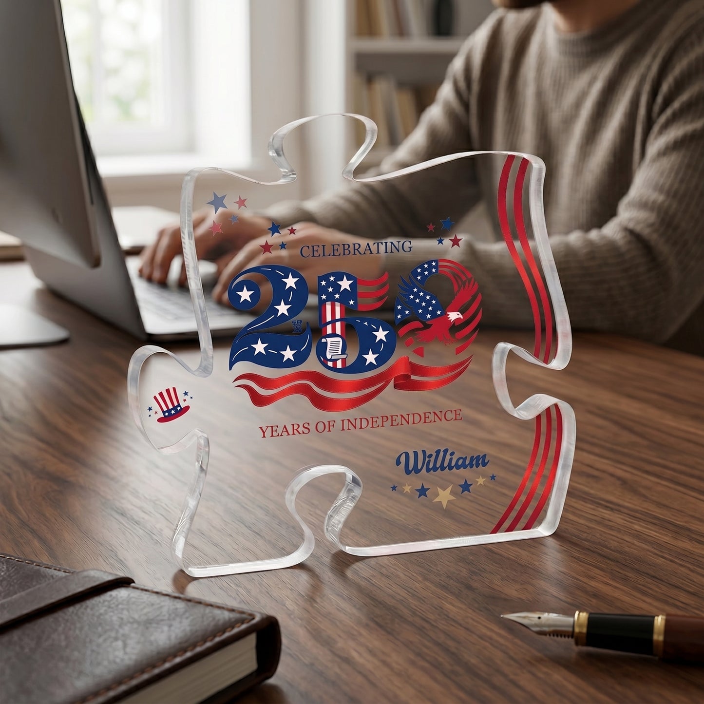 Personalized USA 250th Anniversary Acrylic Plaque – Custom Name Patriotic Keepsake