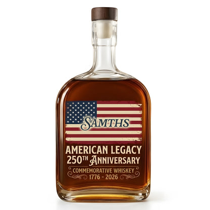 America 250th Birthday US Flag 250 Years We The People Whiskey Bottle