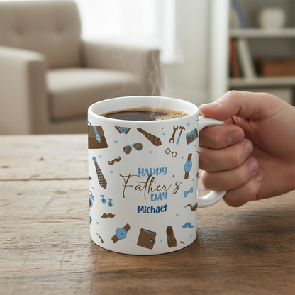 Personalized Happy Father’s Day Ceramic Mug Custom Name Gift for Dad Birthday Gift Idea