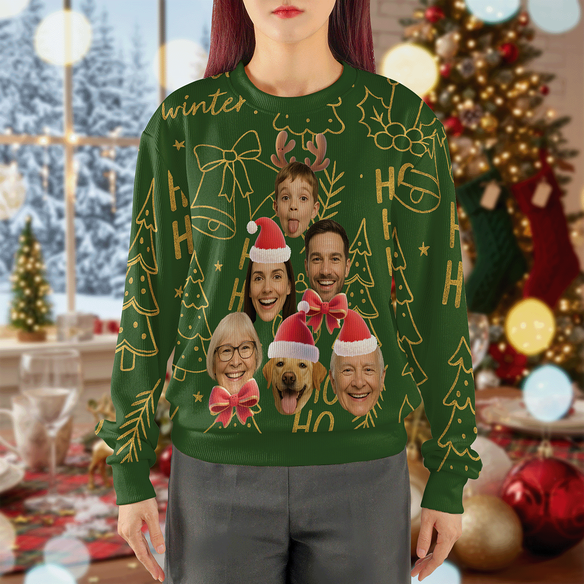 Personalized Your Family Face Ugly Christmas Sweater