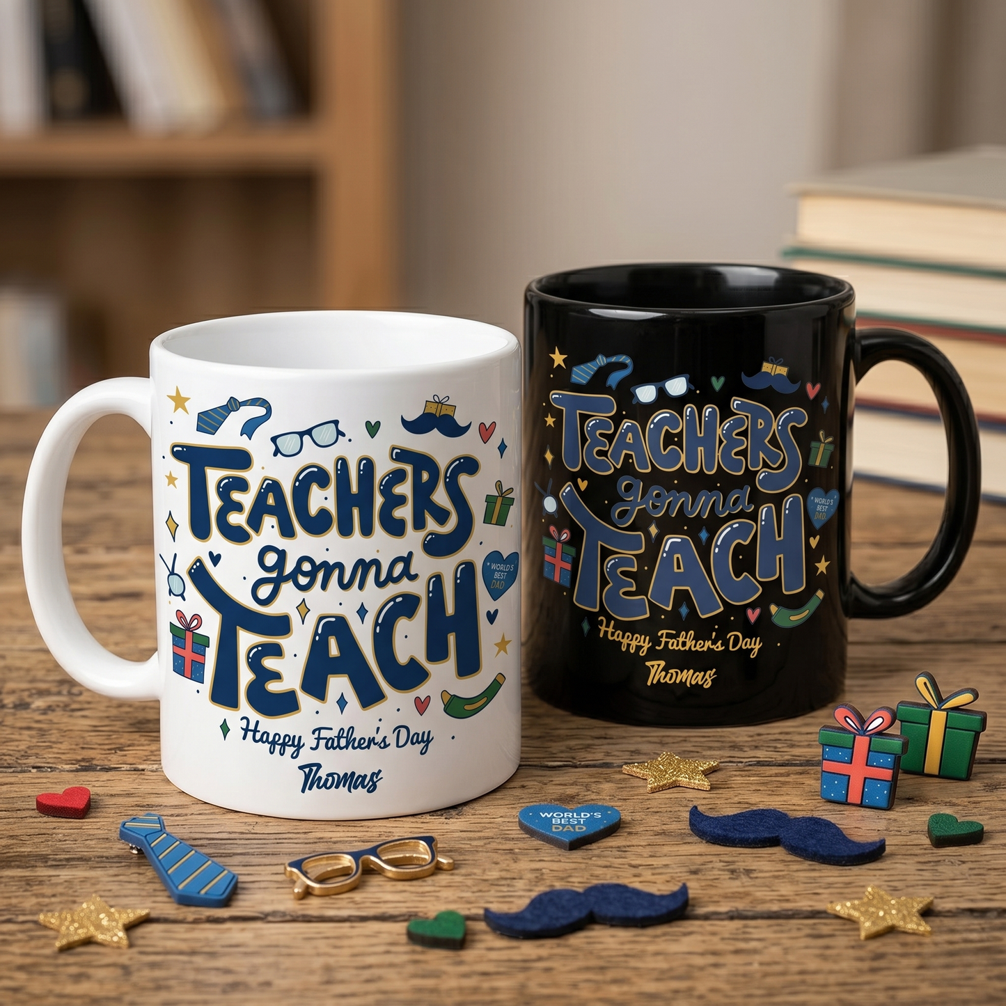 Custom Name Teachers Gonna Teach Happy Father’s Day Mug – Personalized Teacher Dad Gift