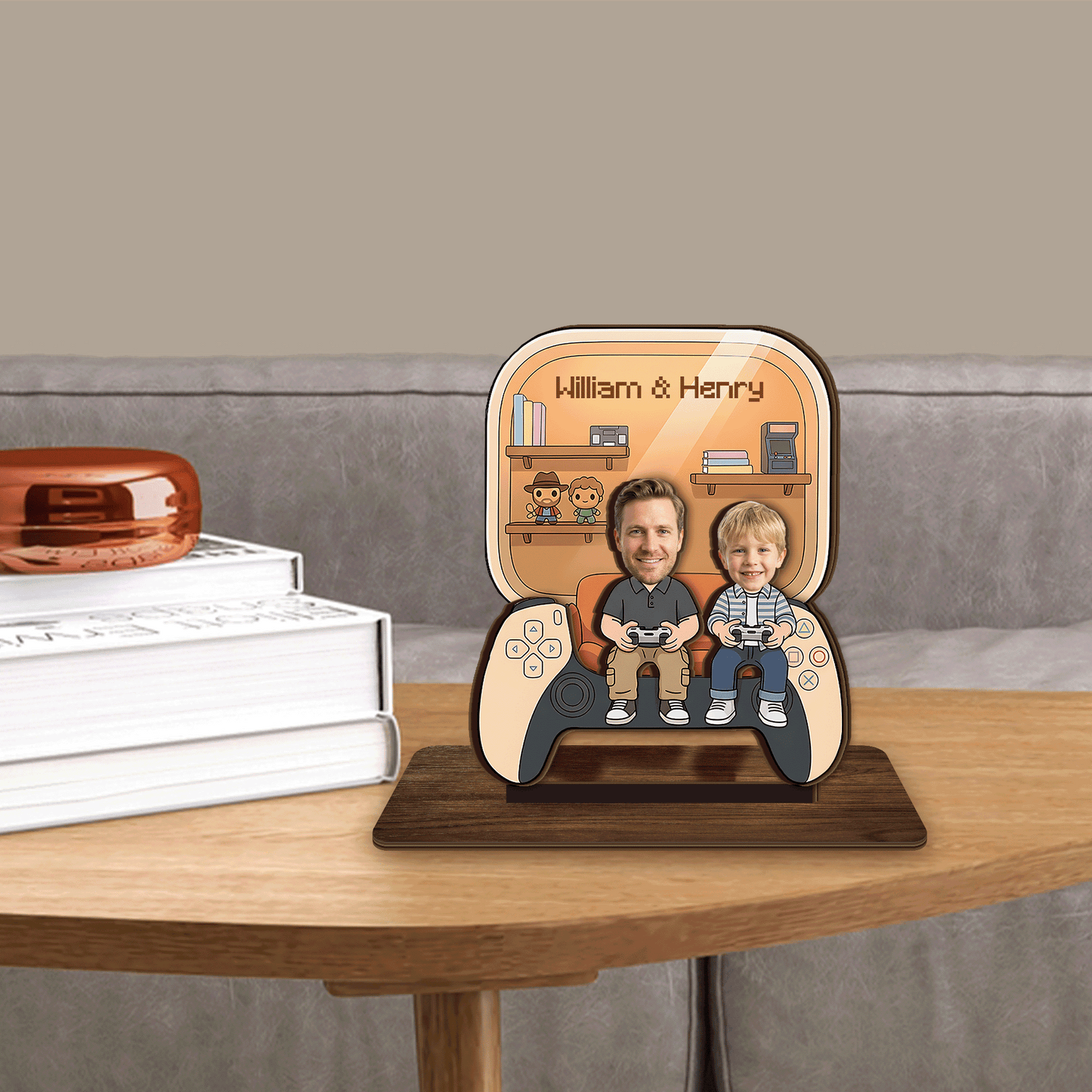 Game Dad and Kid Personalized Wooden Standing Sign – Family Gift Decor